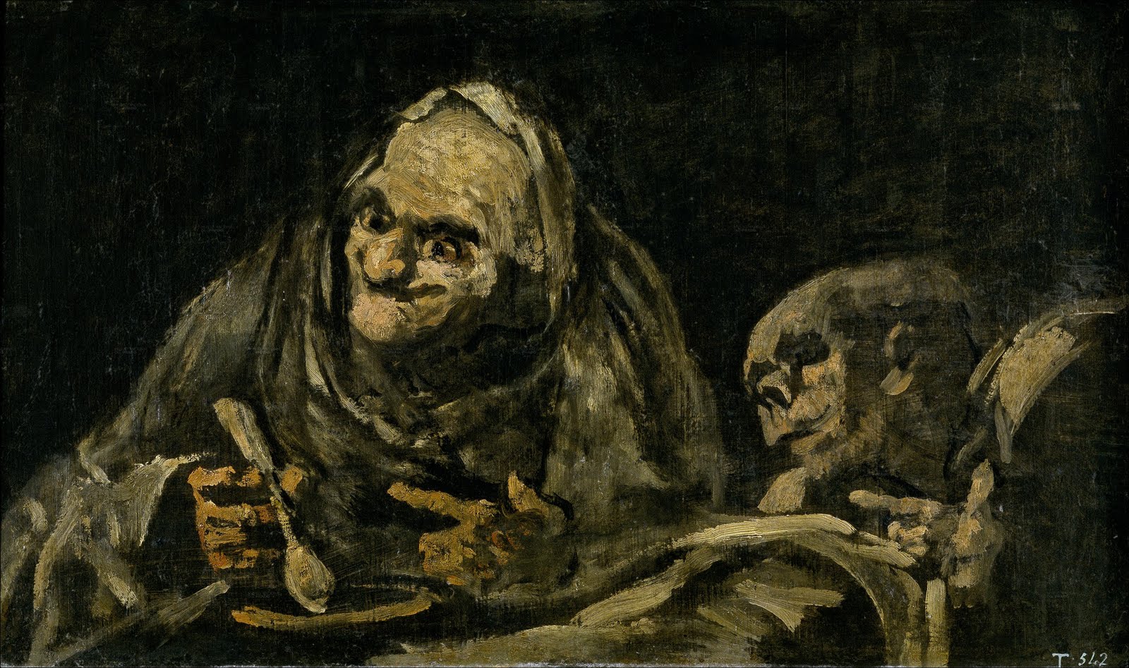 La Sorcière, d'après un tableau de Goya : Deux vieillards mangeant de la soupe